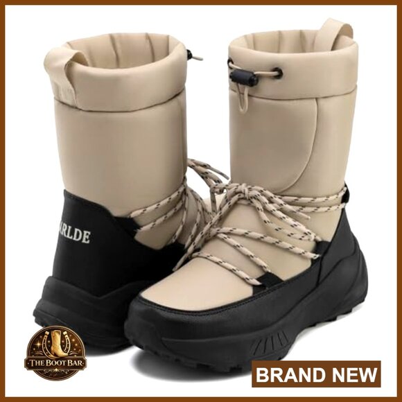 Waterproof Snow Boots with Fleece Fur Lining Mid Calf Lightweight Winter Booties - Picture 3 of 6